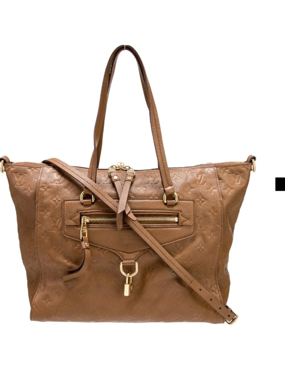 Louis Vuitton Brown Leather Shoulder Bag with Gold Hardware